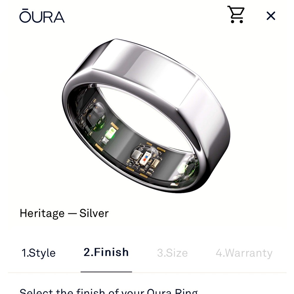 Oura Gen3 Heritage Silver Biometrics Tracking Ring Size 9 with charger